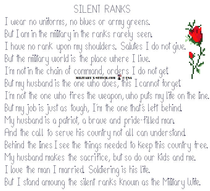 Silent Ranks (Military Wife) Poem – Military XStitch Com