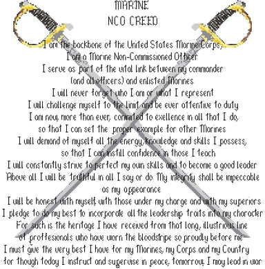 Marine Corps NCO Creed with Crossed Swords