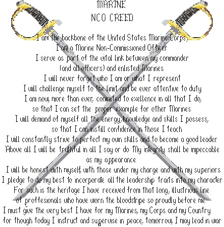 Marine Corps NCO Creed with Crossed Swords