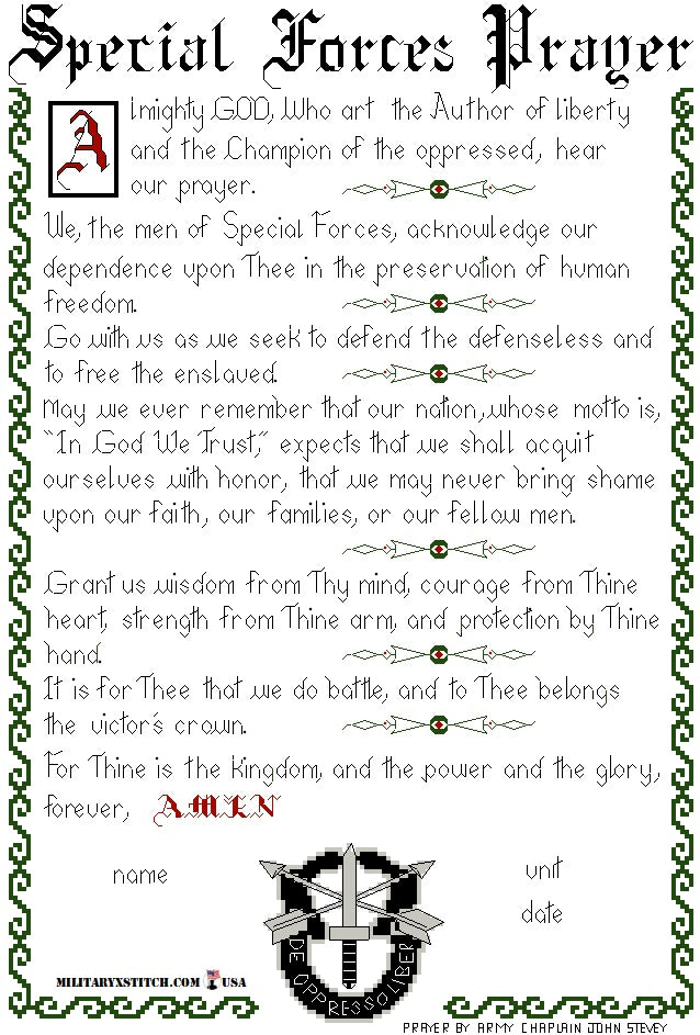 Military Invocations Examples Special Forces Prayer – Military XStitch Com